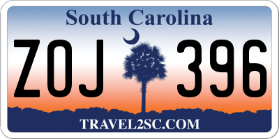 SC license plate ZOJ396