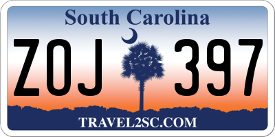 SC license plate ZOJ397