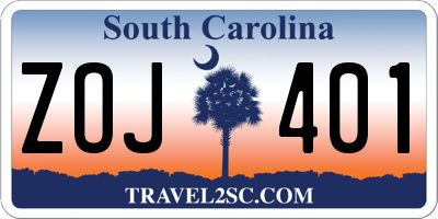 SC license plate ZOJ401