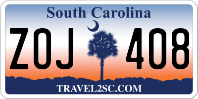 SC license plate ZOJ408