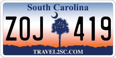 SC license plate ZOJ419