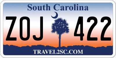 SC license plate ZOJ422
