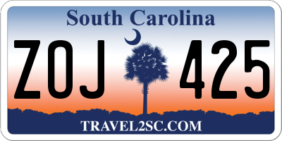 SC license plate ZOJ425