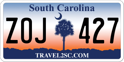 SC license plate ZOJ427