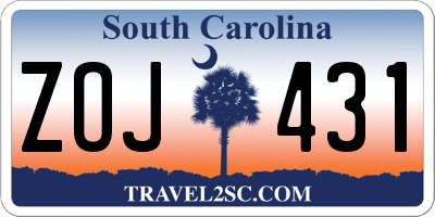 SC license plate ZOJ431
