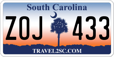 SC license plate ZOJ433