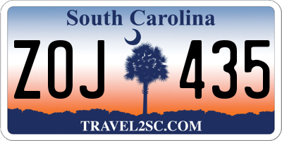 SC license plate ZOJ435