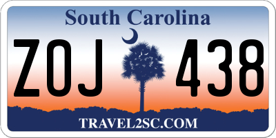 SC license plate ZOJ438