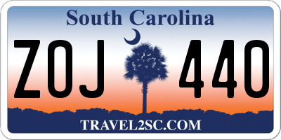 SC license plate ZOJ440