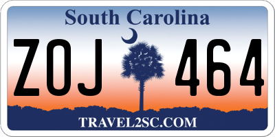 SC license plate ZOJ464