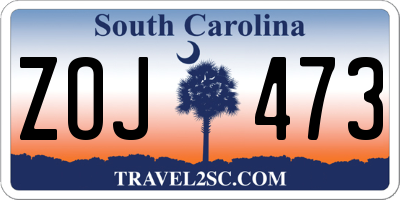 SC license plate ZOJ473