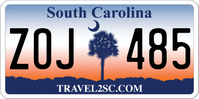 SC license plate ZOJ485
