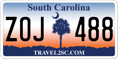 SC license plate ZOJ488