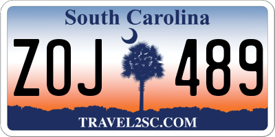 SC license plate ZOJ489