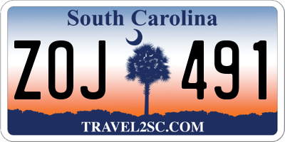 SC license plate ZOJ491