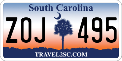 SC license plate ZOJ495
