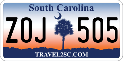 SC license plate ZOJ505