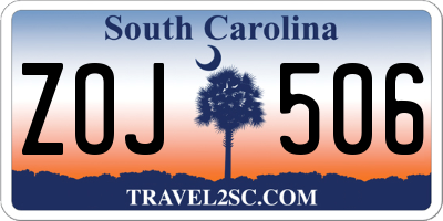 SC license plate ZOJ506