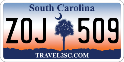 SC license plate ZOJ509