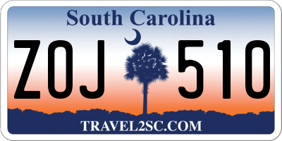 SC license plate ZOJ510