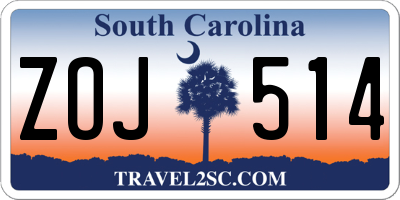 SC license plate ZOJ514