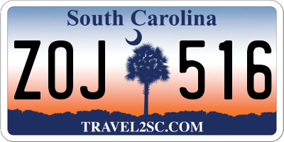 SC license plate ZOJ516
