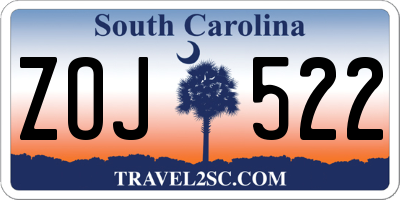SC license plate ZOJ522