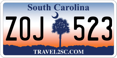 SC license plate ZOJ523
