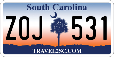 SC license plate ZOJ531