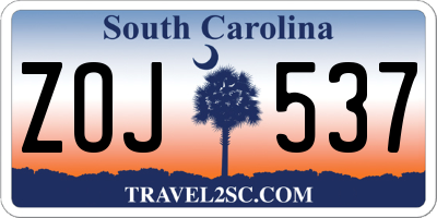 SC license plate ZOJ537