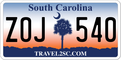 SC license plate ZOJ540