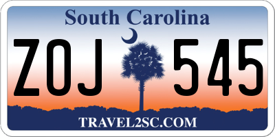 SC license plate ZOJ545