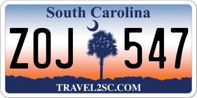 SC license plate ZOJ547