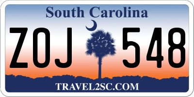 SC license plate ZOJ548
