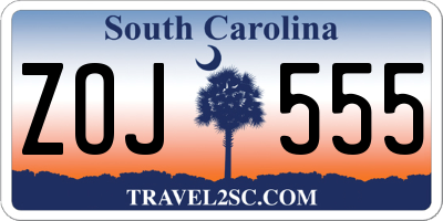 SC license plate ZOJ555