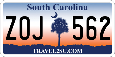 SC license plate ZOJ562