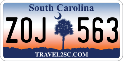 SC license plate ZOJ563