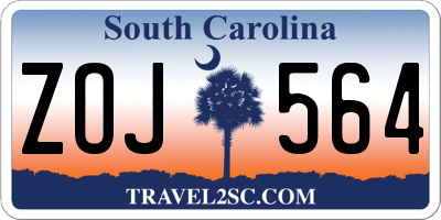 SC license plate ZOJ564