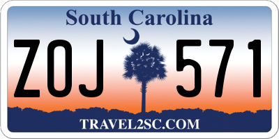 SC license plate ZOJ571