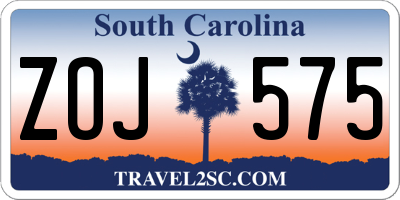 SC license plate ZOJ575