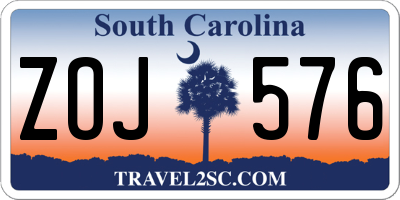 SC license plate ZOJ576