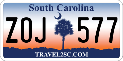 SC license plate ZOJ577