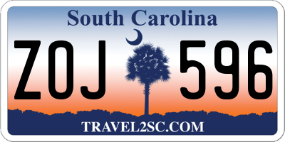 SC license plate ZOJ596