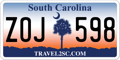 SC license plate ZOJ598