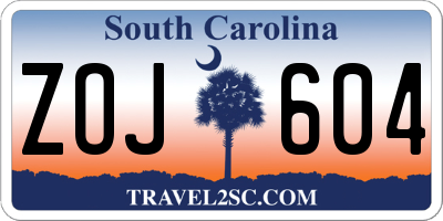 SC license plate ZOJ604
