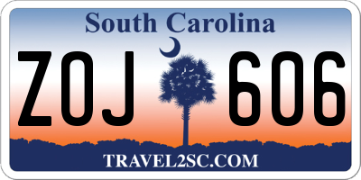 SC license plate ZOJ606