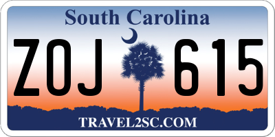 SC license plate ZOJ615