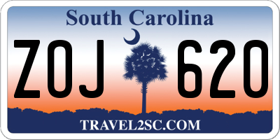 SC license plate ZOJ620