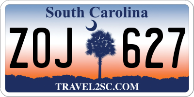 SC license plate ZOJ627
