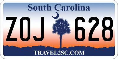SC license plate ZOJ628